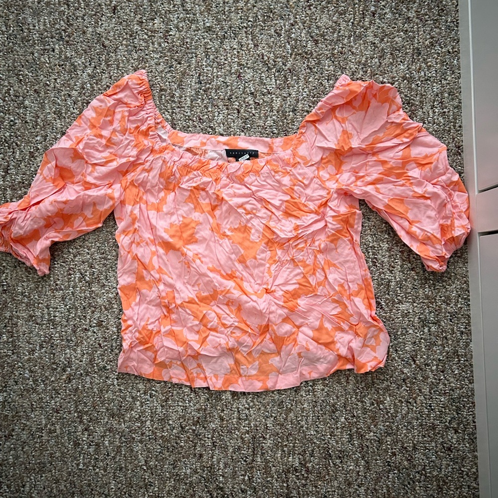 Sanctuary Peach and Orange Crinkled Blouse